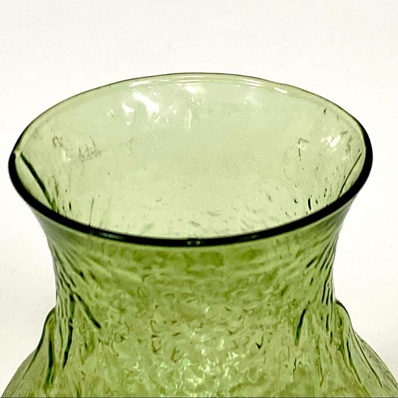 VINTAGE Anchor Hocking Daisy Rain Flower Avocado Green Vase - Picture 8 of 10